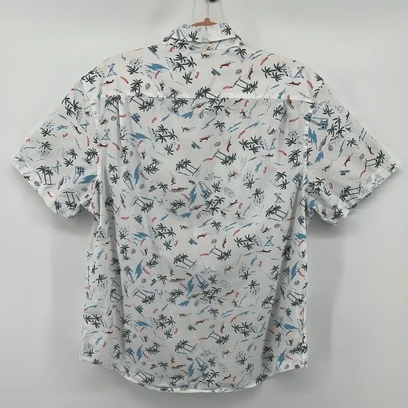 Original Penguin White&Blue Surfer&Beach Design Casual Button Down Shirt Sz Lg - Picture 7 of 11